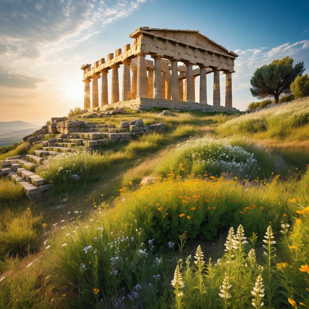 Ancient Greek Temple Amidst Nature's Splendor