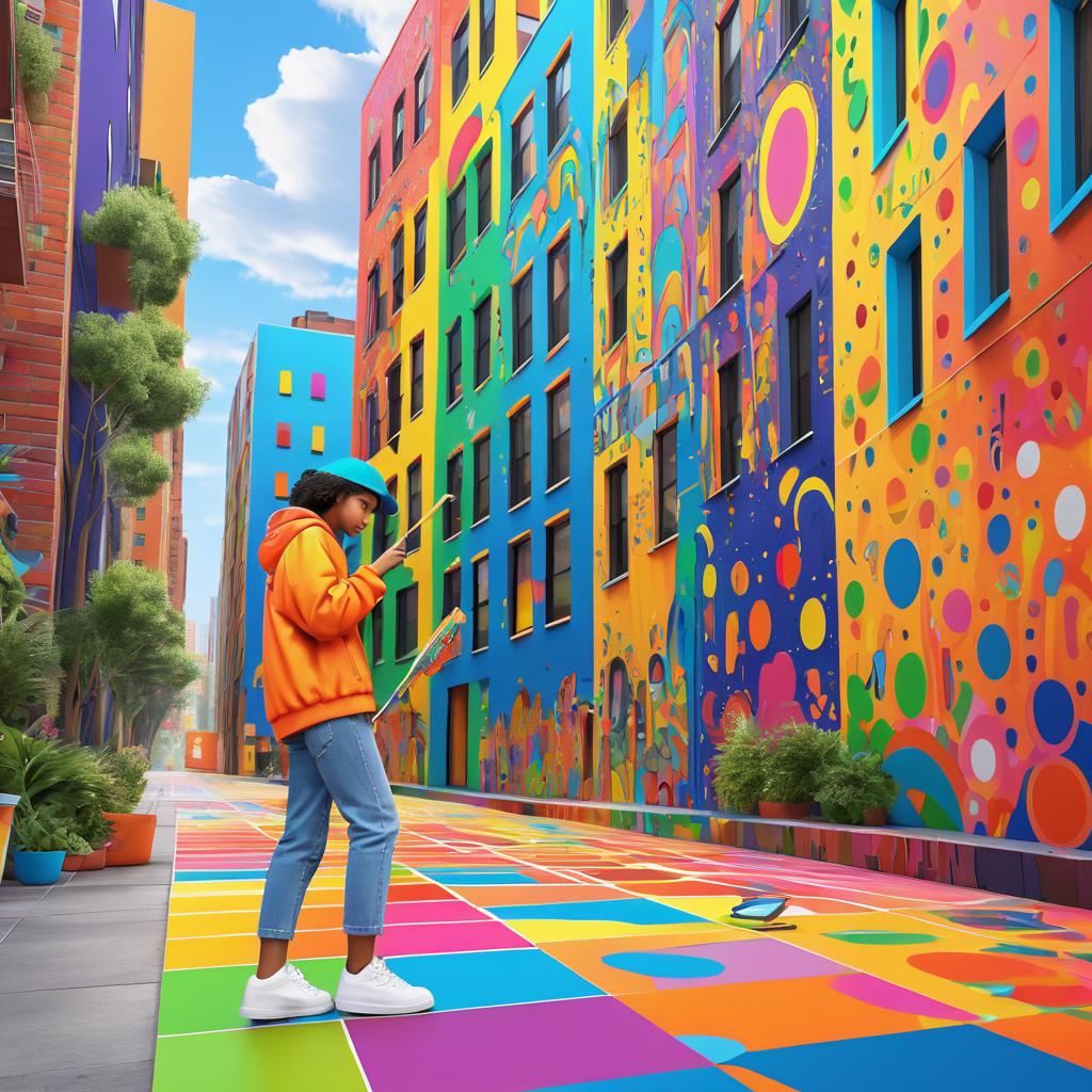 Vibrant Teenage Mural in Urban Landscape