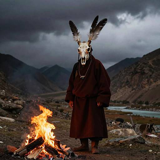 Tibetan Monk in Mystic Mountain Canyon
