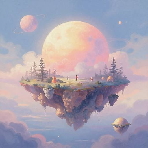 Surreal Dreamlike Floating Islands