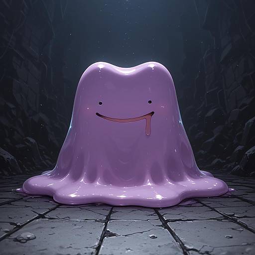 Illustration of Ditto, pokemon in the style of Bifidus