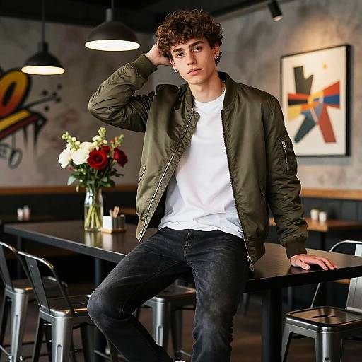 Cinematic Portrait of Teen in Industrial Café
