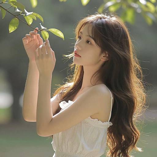 Graceful Woman in Sunlit Forest