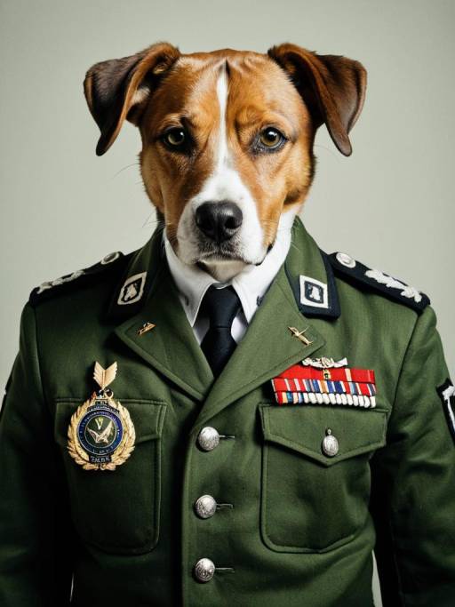Dog in Military Uniform