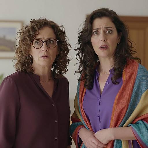 Surprised Middle-Aged Women Indoors