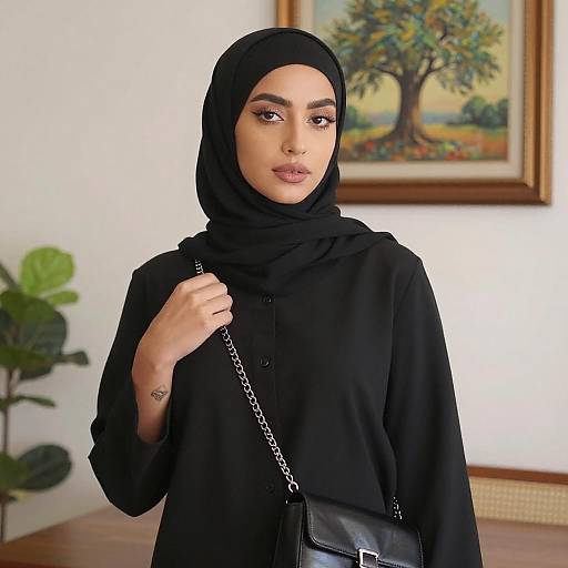 Young Woman in Black Hijab Portrait