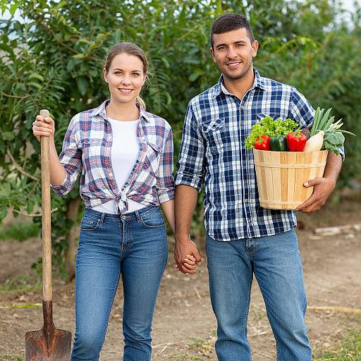 Smiling Farm Workers With Fresh Harvest