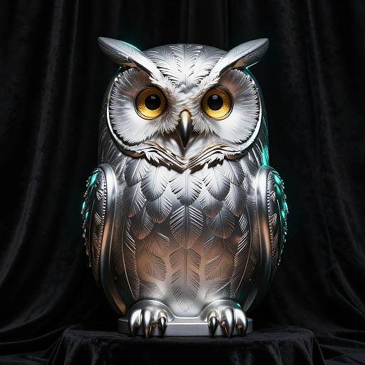 Sleek Platinum Owl Illustration