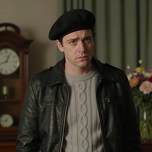 Serious Man in Dimly Lit Room