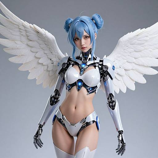 Intricate Cyborg Angel Woman