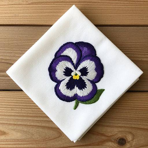 Elegant Pansy Embroidered Napkin