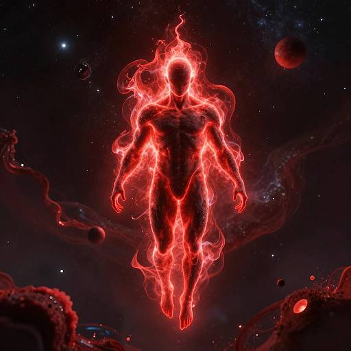 Floating Red Energy in Cosmic Scene