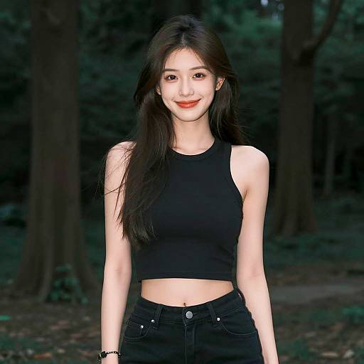 Moody Portrait of Smiling Young Woman