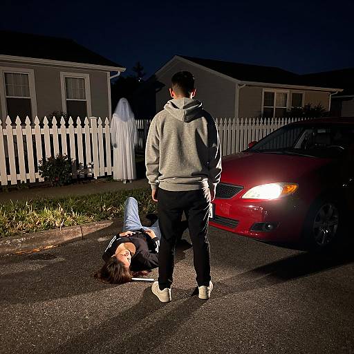 Eerie Nighttime Driveway Scene