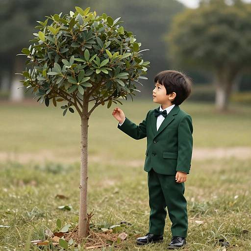 Tiny Tree Kid in Green Suit
