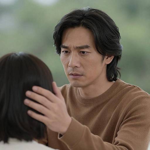 Concerned East Asian Man in Sweater