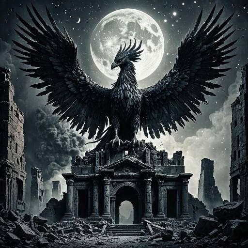 Ethereal Phoenix in Moonlit Ruins