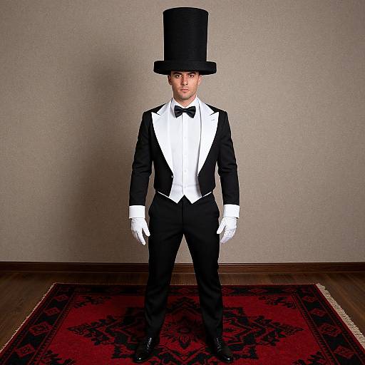 Man in Black and White Costume