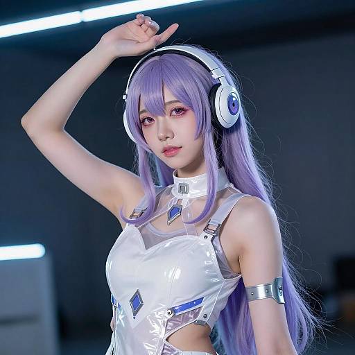 Futuristic Woman with Purple Hair