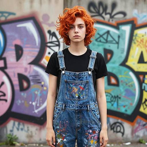 Fiery Red Hair Street Artist Portrait