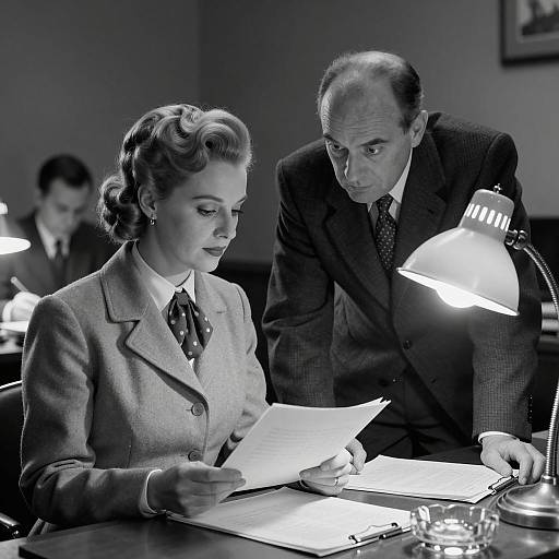 Elegant Office Interaction in Black and White