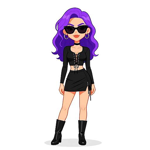 Edgy Modern Woman in Black Outfit