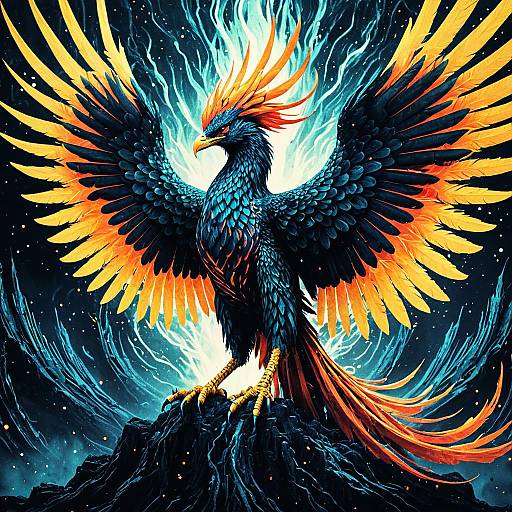 Futuristic Synthetic Phoenix Illustration