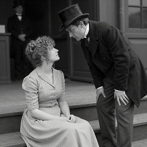 Victorian-Era Encounter in Black and White
