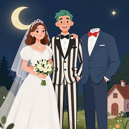 Charming Wedding Scene with Unique Characters