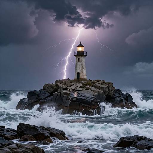 Lone Lighthouse on Stormy Isle