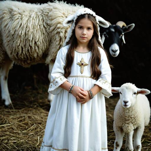 Girl in Realistic Sheep Nativity Costume