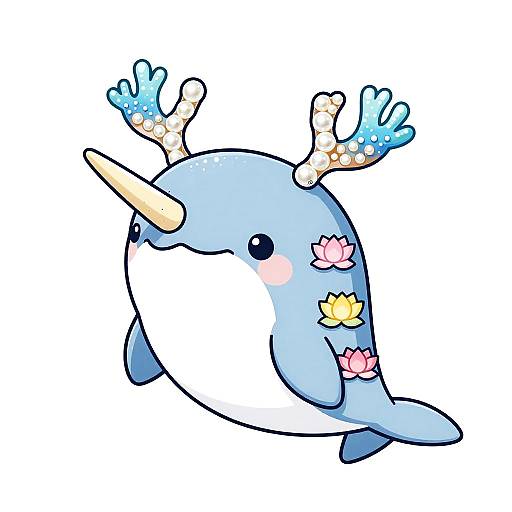 Kawaii Narwhal with Pearl Antlers