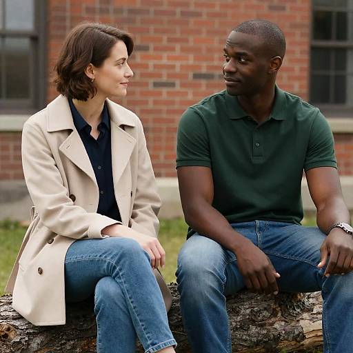 Candid Outdoor Moment Between Two Friends