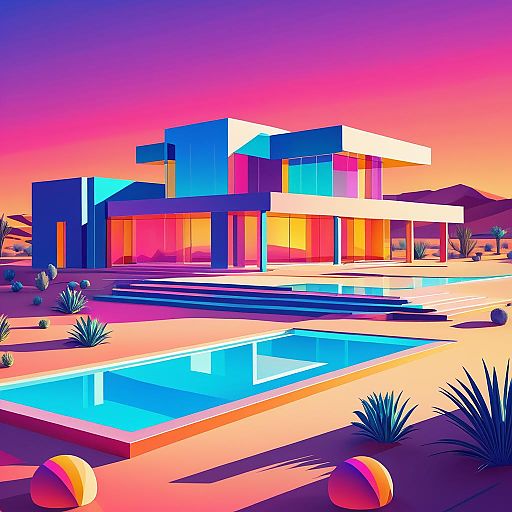 Luxurious Abstract Mansion in Desert Landscape Luxurious Abstract Mansion in Desert Landscape