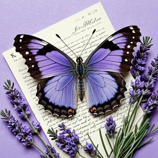 Purple Emperor Butterfly on Lavender and Parchment