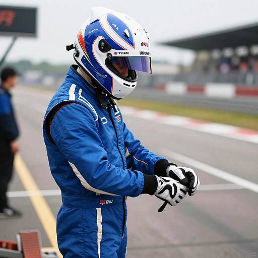 Photorealistic Racer in Blue Suit