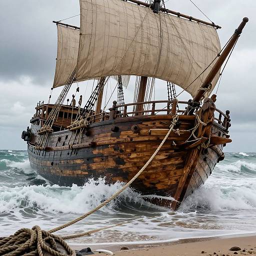 Repairing Ancient Shipwreck in Storm