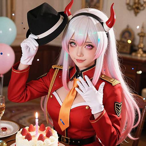Sensual Gyaru Military Birthday Horned Beauty
