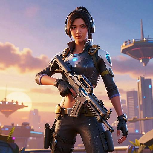 Futuristic Fortnite Girl Avatar Close-Up