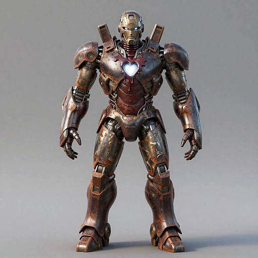 Rusted Iron Colossus with Dripping Heart