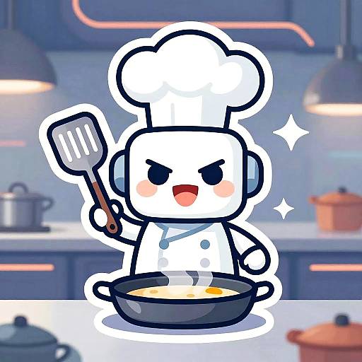 Quirky Robot Chef Mascot Logo