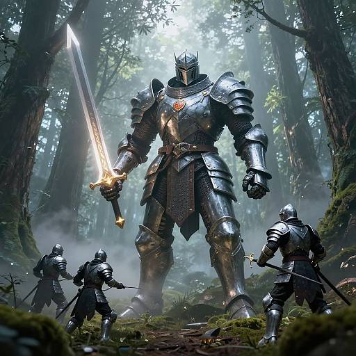Armored Giants in Mystic Forest Battle