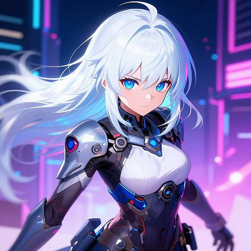 Cyberpunk Anime Girl in Neon City