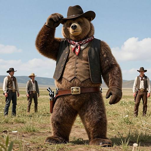 Anthro Grizzly Cowboy in Western Attire