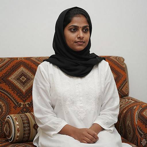 South Asian Woman in Embroidered Dress