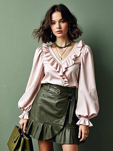 Chic Woman in Trendy Fashion Ensemble