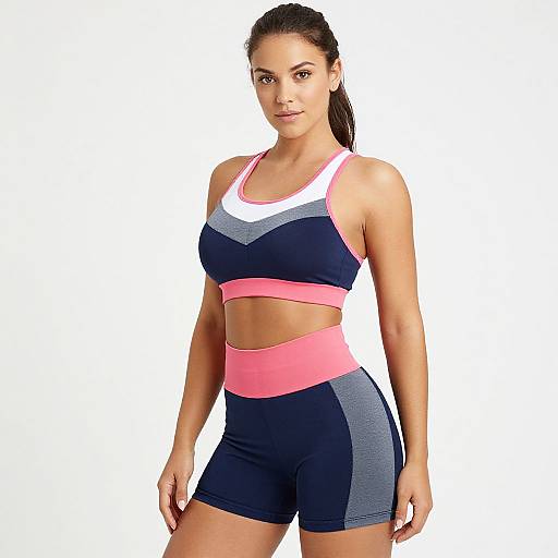 Athletic Woman in Color-Blocked Sportswear