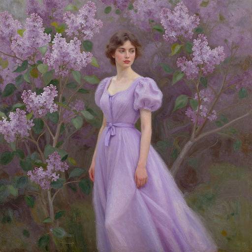 Elegant Woman in Lilac Oil Painting