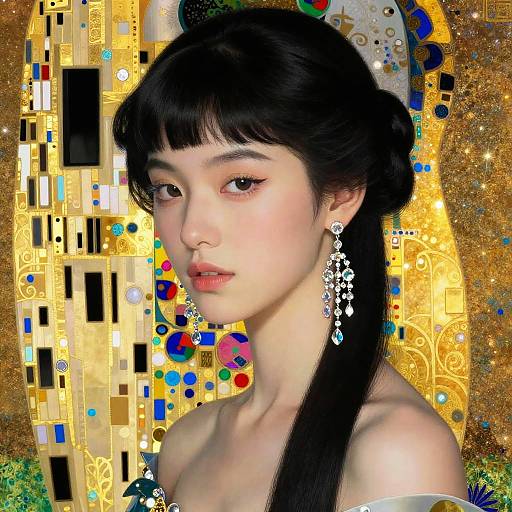 Art Deco Woman with Crystal Earring