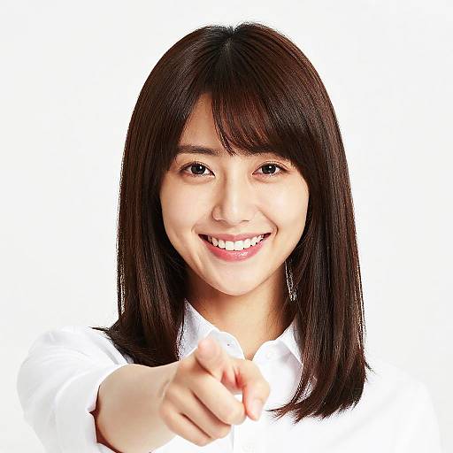 Smiling Woman Pointing Forward